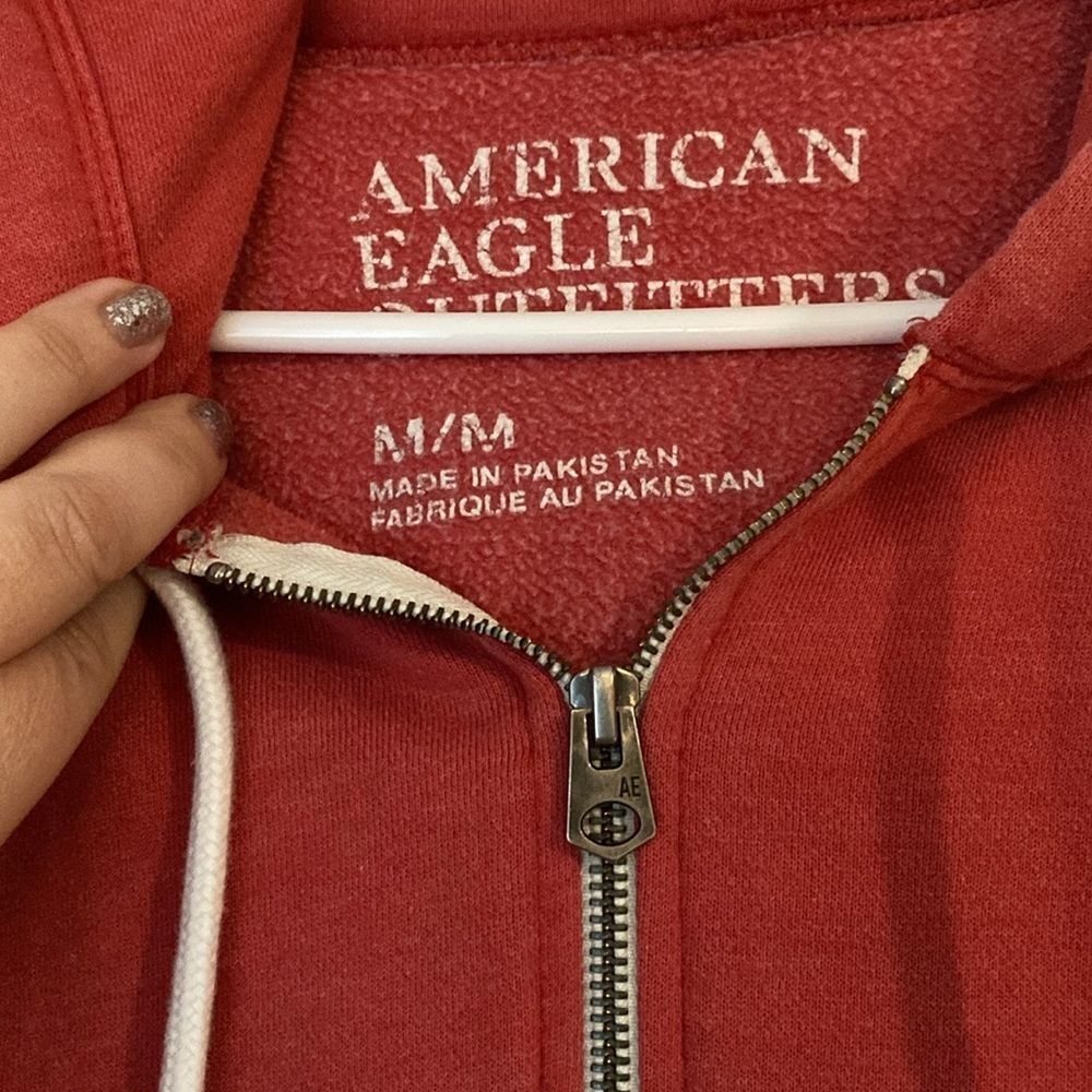 American Eagle Zip Up Hoodie Dark Coral Size M - Picture 2 of 5